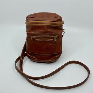 Vintage Atelier V Cuir Small Zippered Leather Crossbody Bag